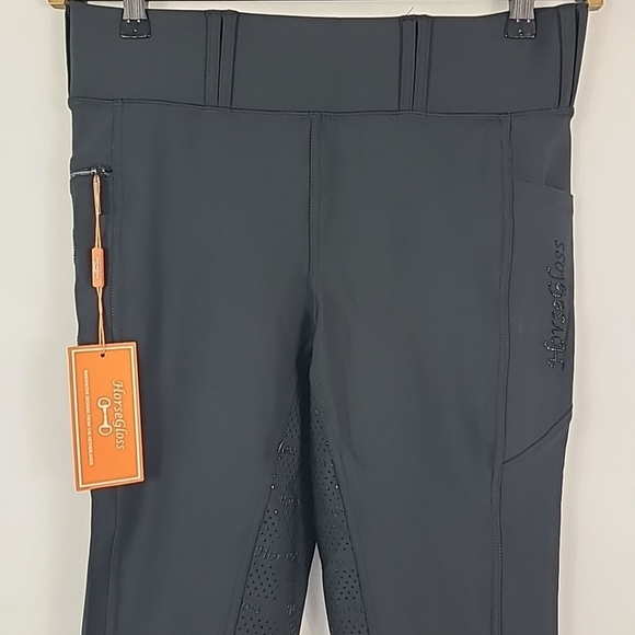 NEW Horse Gloss Women's Riding Leggings Black Pull On Stretch Horse Sz XL $128 - Picture 2 of 9